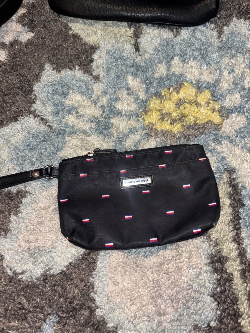 Tommy Hilfiger Black Wristlet with Red White Blue Flag Accents